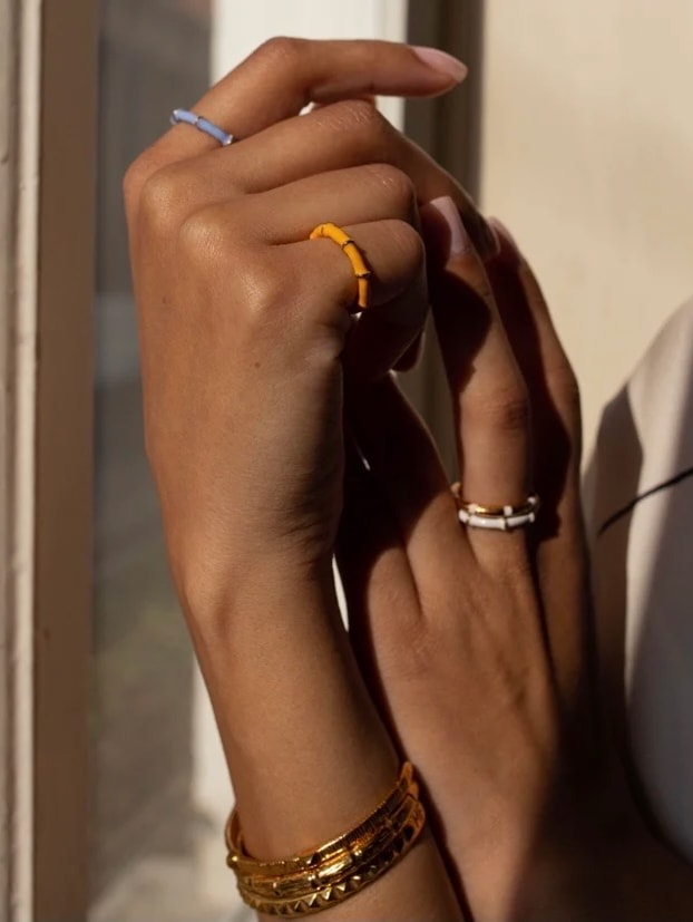 Bamboo Resin Bangle Ring 10