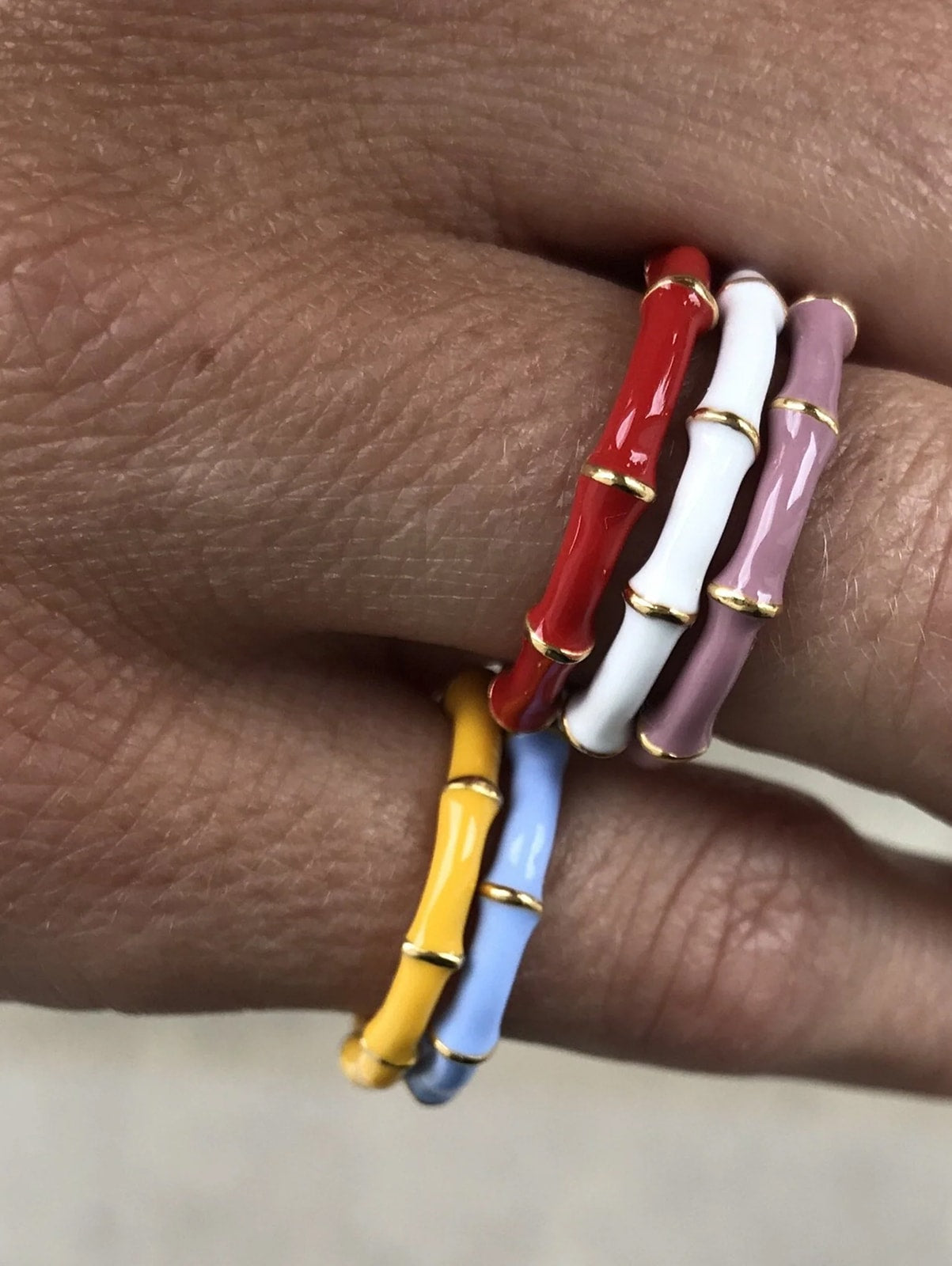 Bamboo Resin Bangle Ring 12