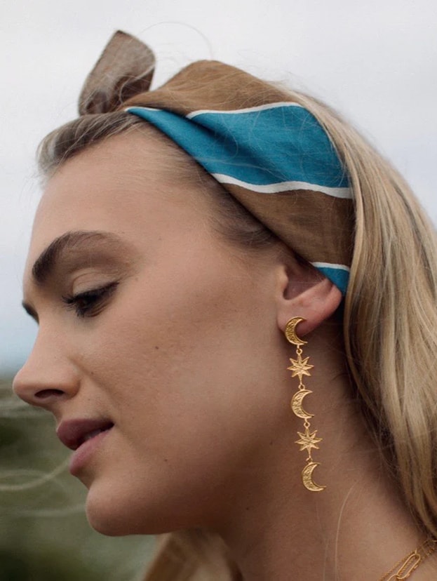 Triple Moon Star Drop Earring 3