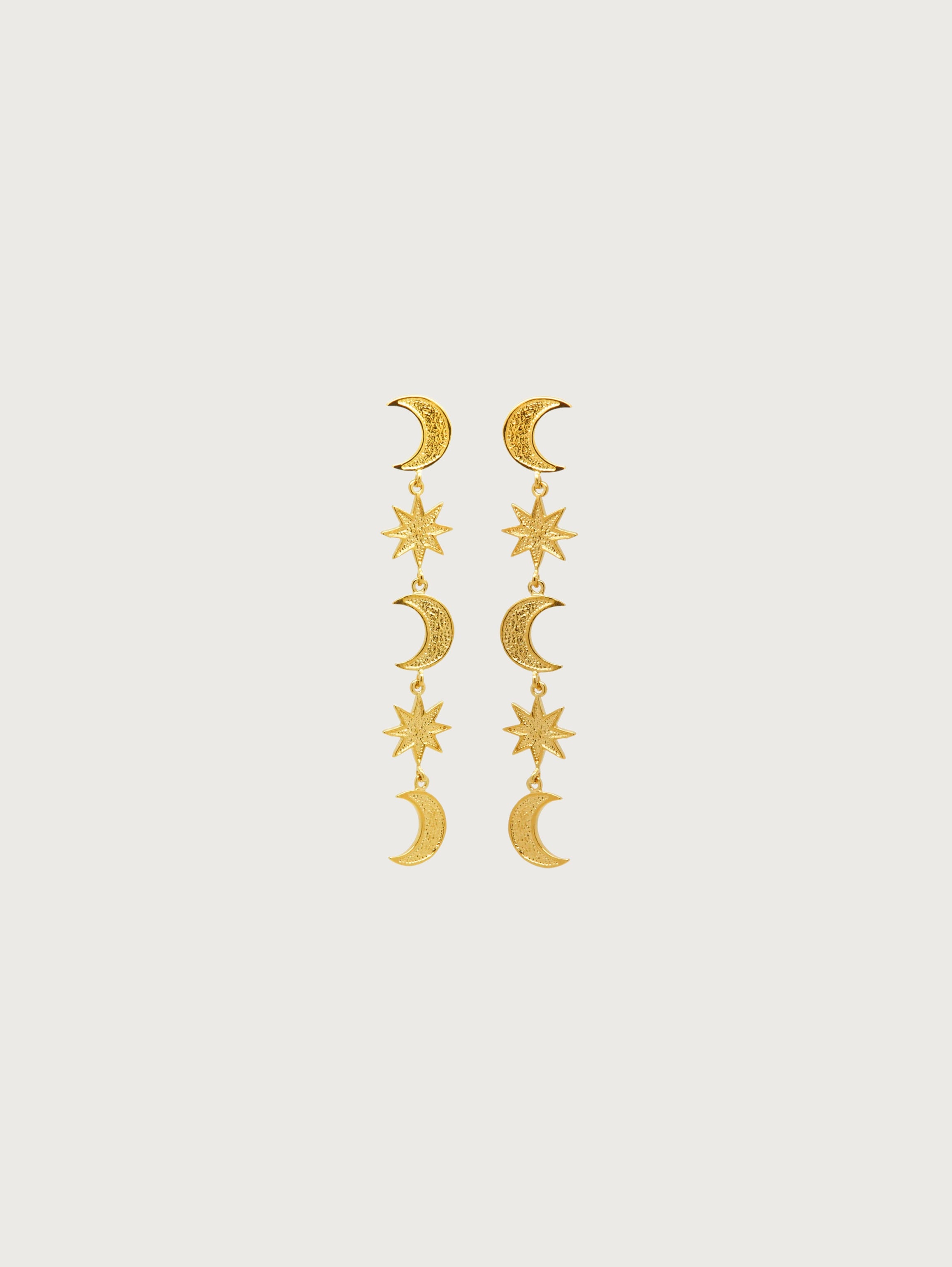 Triple Moon Star Drop Earring