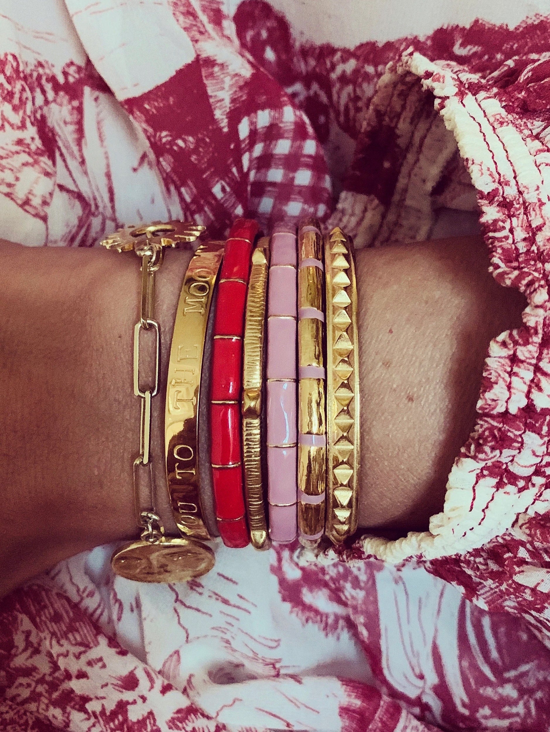Striped Bamboo Cuff Bracelet 10