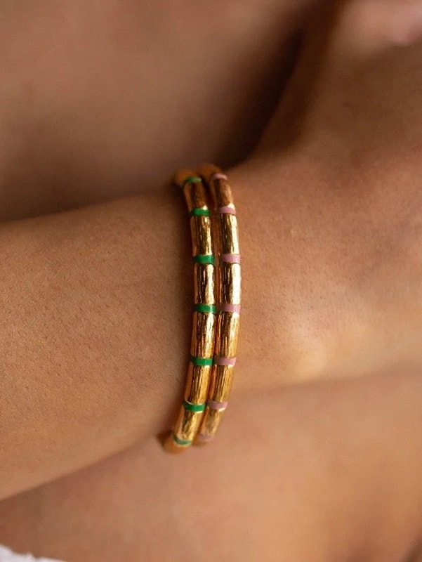 Striped Bamboo Cuff Bracelet 11