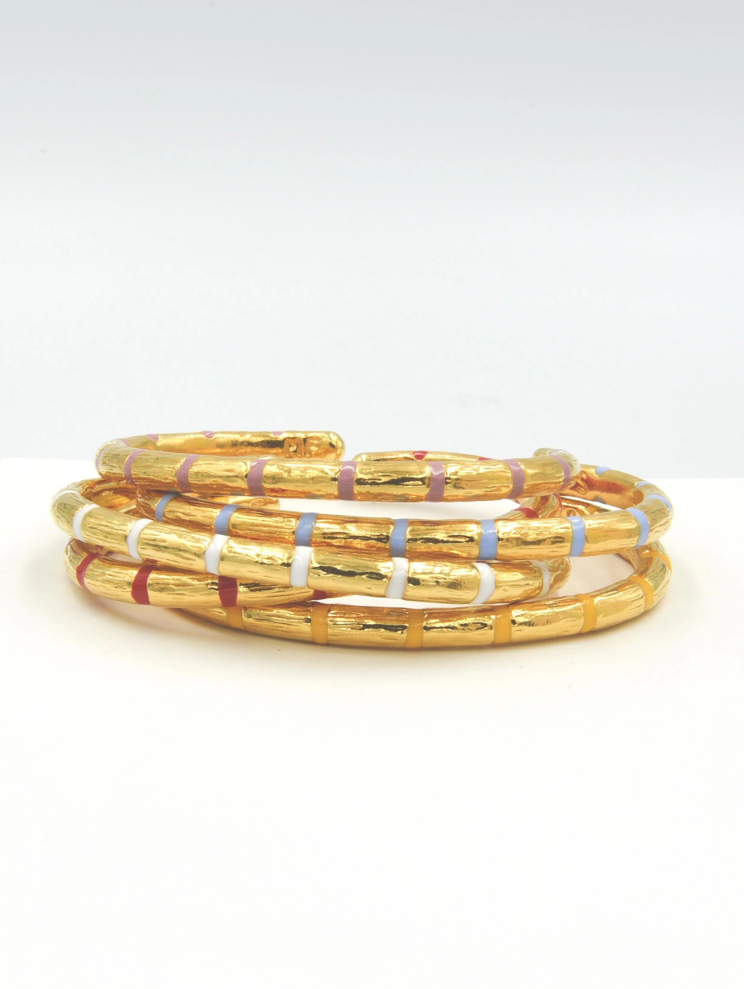 Striped Bamboo Cuff Bracelet 12