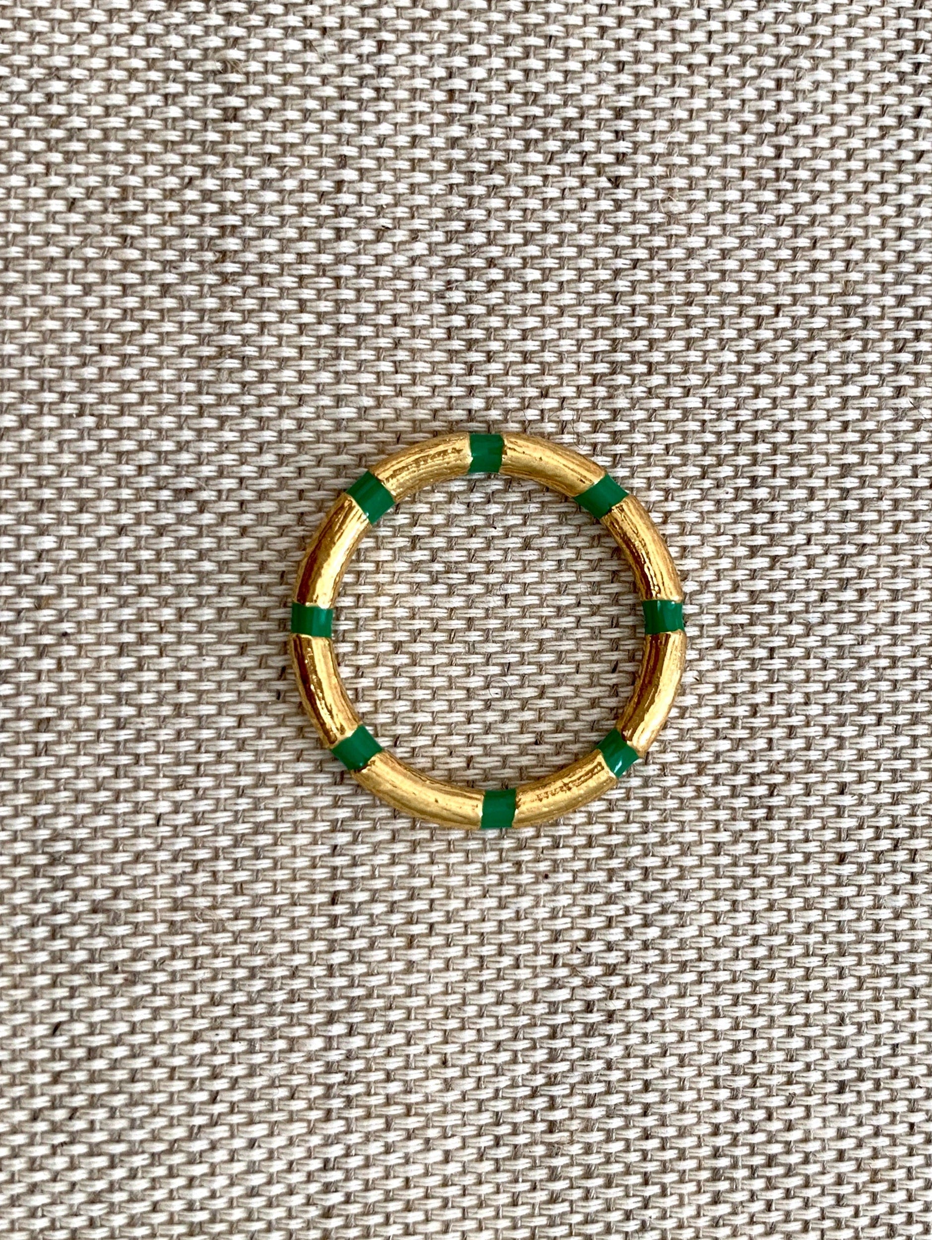 Enamel Accent Bamboo Ring 8