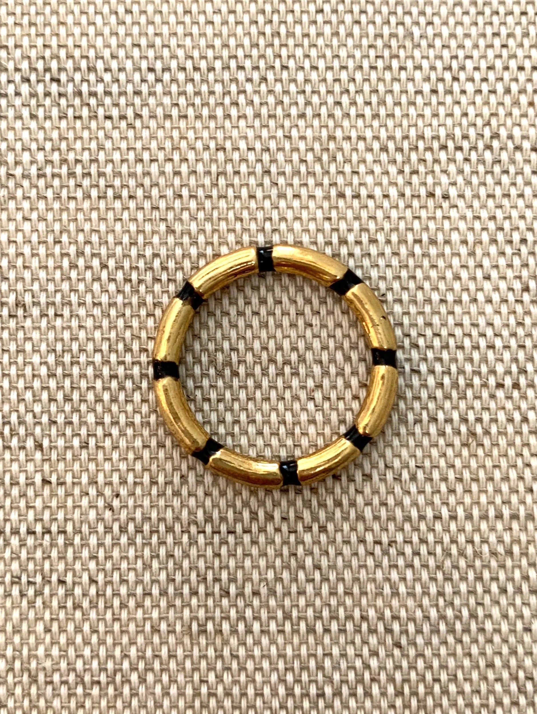 Enamel Accent Bamboo Ring 9