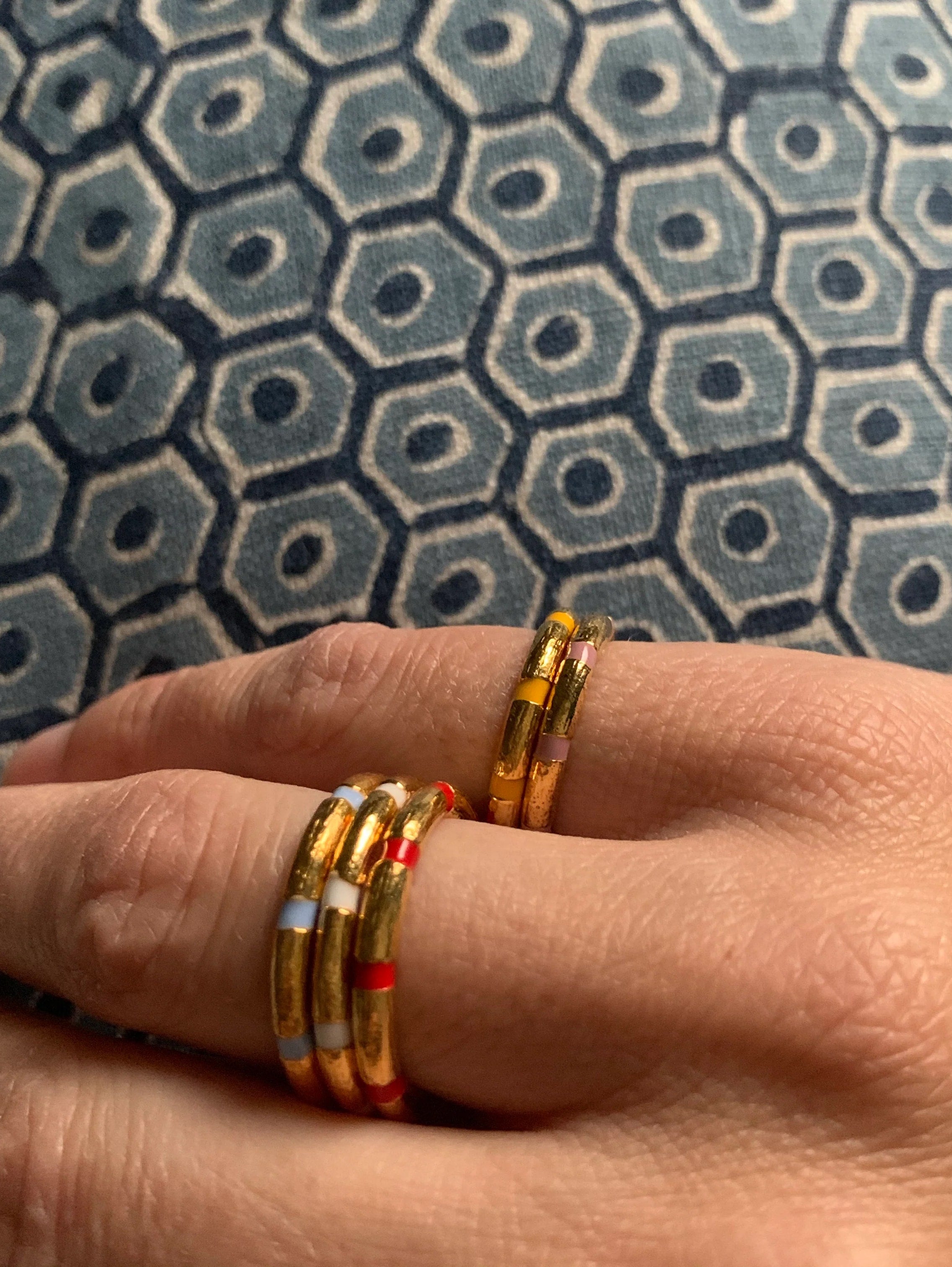 Enamel Accent Bamboo Ring 11