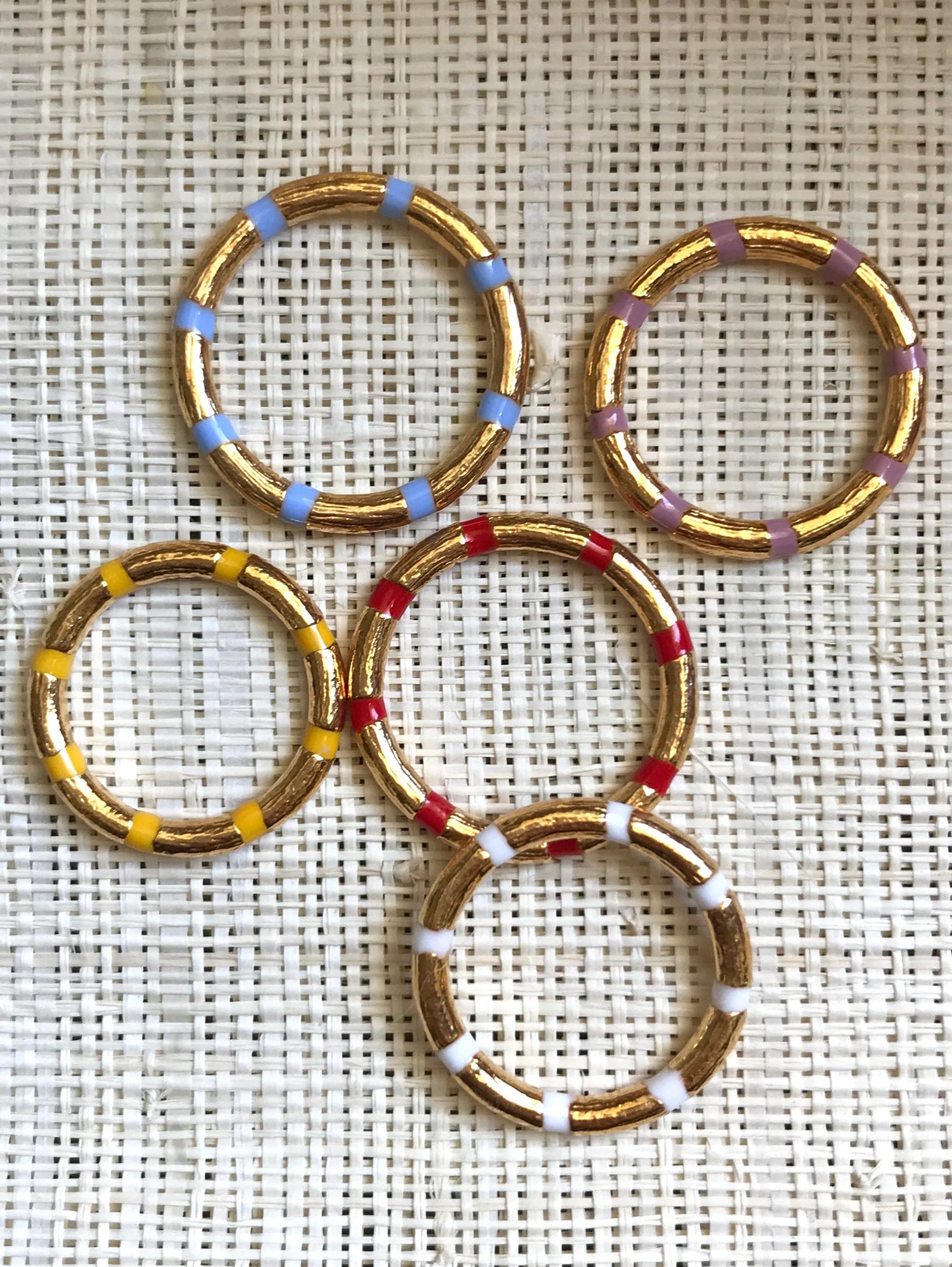 Enamel Accent Bamboo Ring 12