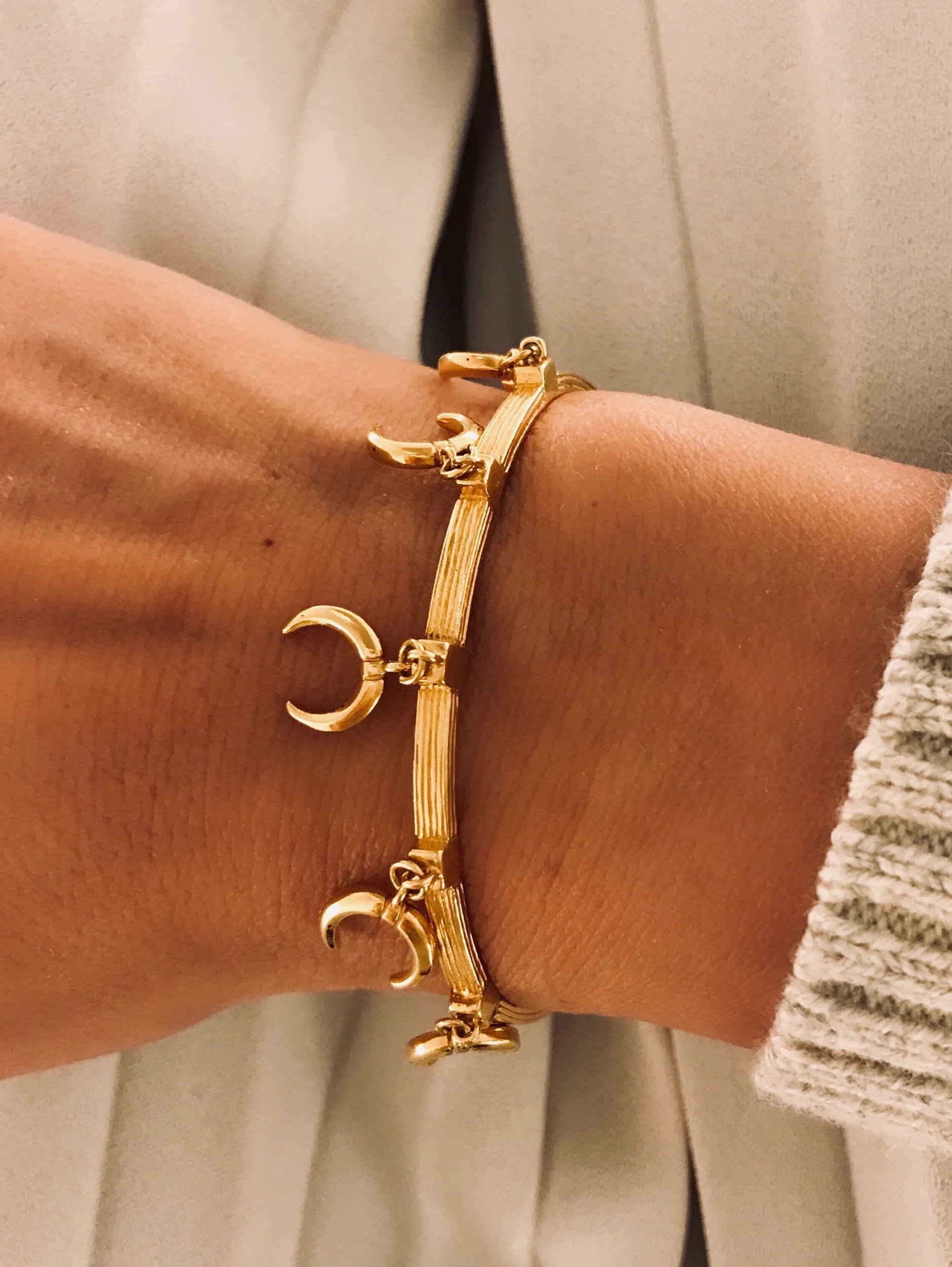 Moon Charm Cuff Bracelet 4