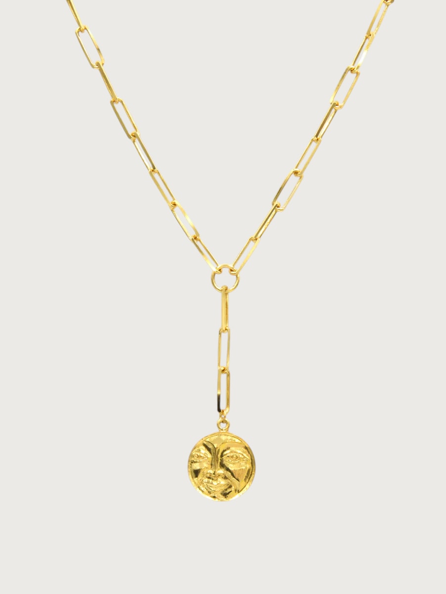 Face Coin Drop Necklace