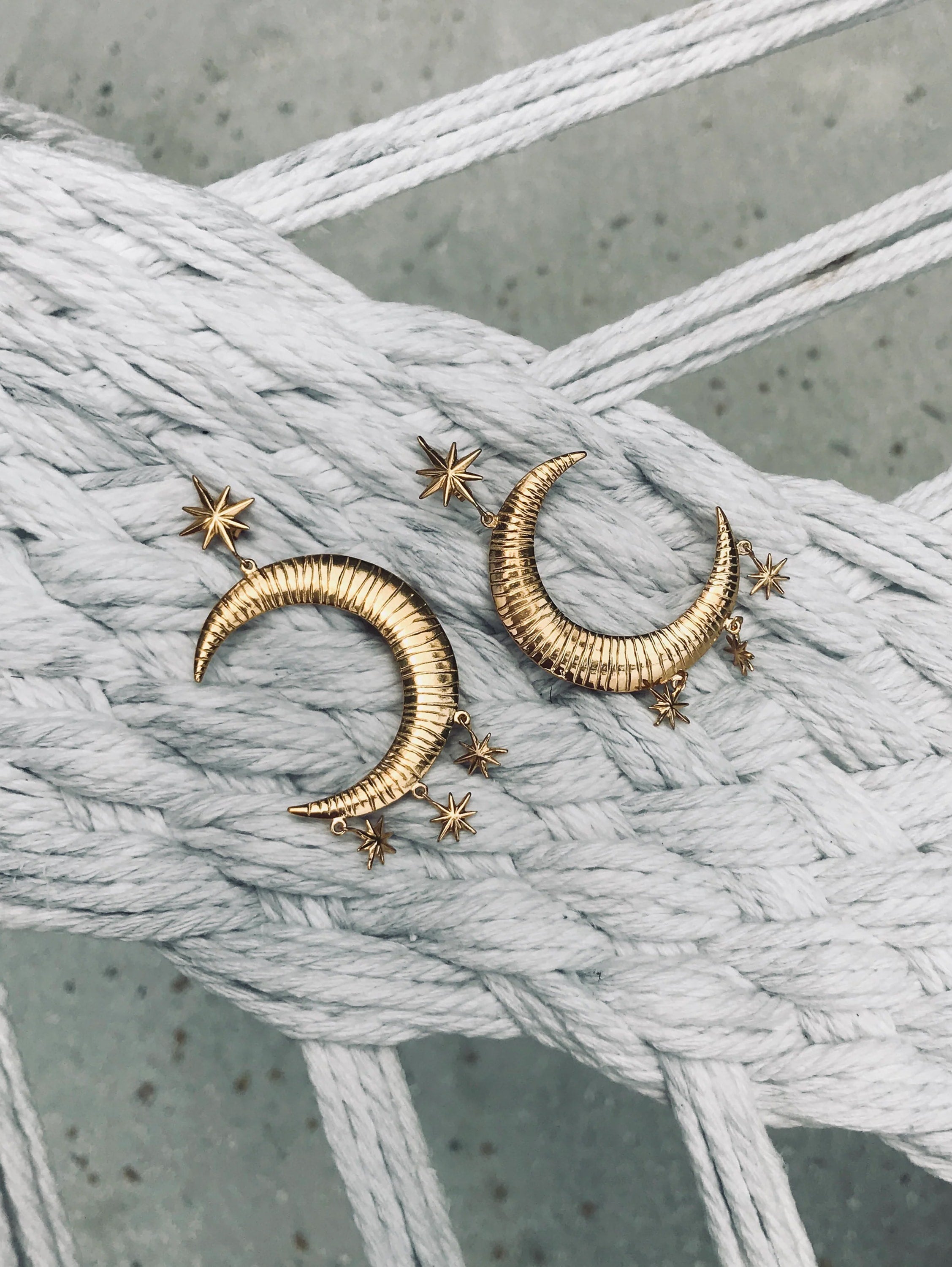 Star Cluster Moon Hoop Earrings